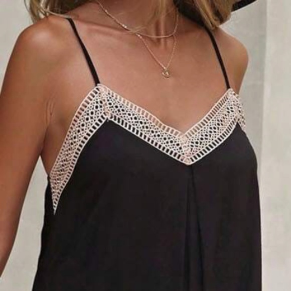 Boho Black Lace Wide Leg Comfy Fit Wide leg Jumpsuit - Picture 2 of 4